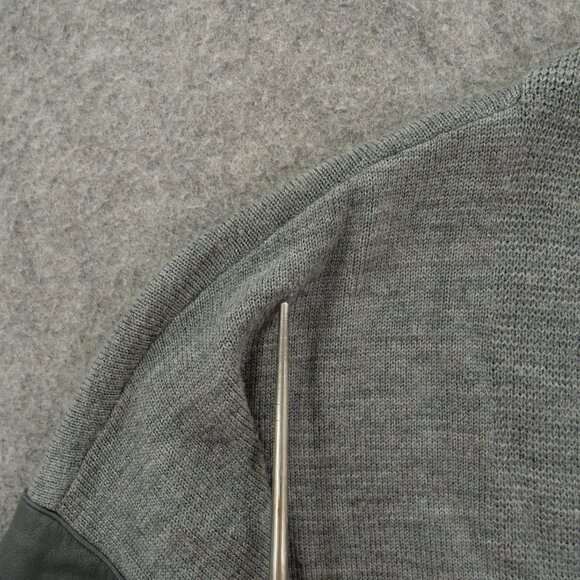 AX Armani Exchange Cardigan Sweater Womens Medium Gray Wool Leather - Picture 15 of 16